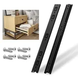 NECILO Schubladenschienen Vollauszug 500mm, 40kg Tragkraft, Kugelauszug Küchenschrank Schubladenführungen, 3-teiliger Vollauszug, Seitliche Montage, 1 Paar(Schwarz)