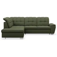Selsey Couch 258x212 cm Ecksofa mit Schlaffunktion und Bettkasten, Modular Sectional Sofa, Stoff Verita Khaki, Verstellbare Kopfstützen, Komfort & Stil für Wohnzimmer & Gäste Linkse Seite
