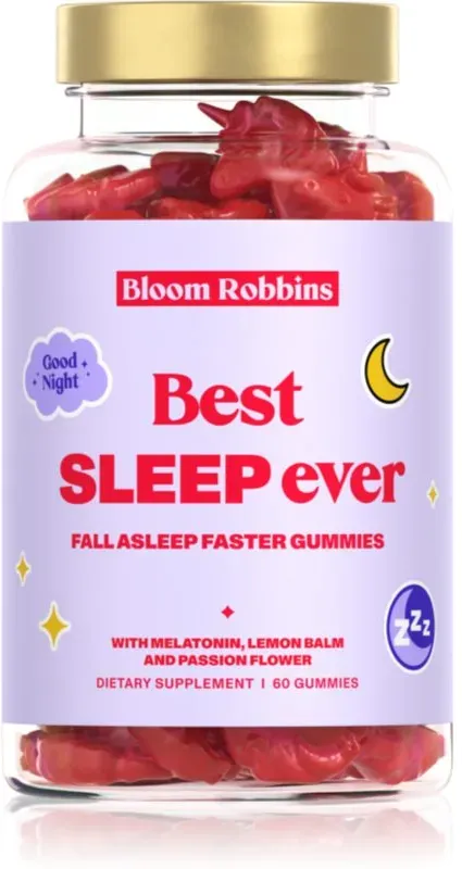 Bloom Robbins Best SLEEP ever - Fall asleep faster gummies Kauwürfel zur Förderung von Schlaf und Regeneration Geschmack Mango 60 KAP