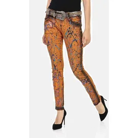 Cipo & Baxx "Jeans", Damen, Gr. 28, Länge 34, orange, 63% Baumwolle, 34% Polyester, 3% Elasthan, unifarben, slim fit lang, Jeans Slim-fit-Jeans, Im 5-Pocket-Style, WD445
