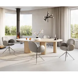 DeLife Nube-Flex mit Armlehnen Kreuzgestell breit Edelstahl 360° drehbar Taschenfederkern,