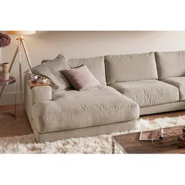 KAWOLA Wohnlandschaft U-Form Madeline Cord Longchair links taupe