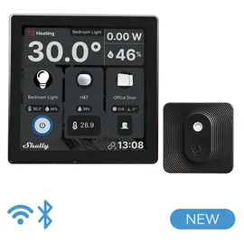 Shelly Wall Display Black + BLU H&T Black - WiFi touch screen