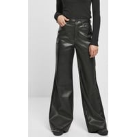 URBAN CLASSICS Ladies Faux Leather Wide Leg Pants in black 30