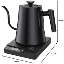 sevico Elektrischer Wasserkocher Schwanenhals | Warmhaltefunktion, LED-Anzeige | 1200W