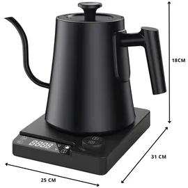 sevico Elektrischer Wasserkocher Schwanenhals | Warmhaltefunktion, LED-Anzeige | 1200W