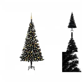 vidaXL Künstlicher Weihnachtsbaum mit LEDs & Schmuck Schwarz PVC