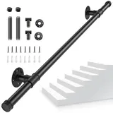 Handlauf für Treppen, Handlauf Treppengeländer Innen und Außen, Handlauf Schwarz mit Rutschfestem, Rostfreiem, Industriellem, Verzinktem Stahlrohr für Küche BadGarten, 1 M