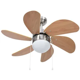 vidaXL Deckenventilator mit Lampe 76 cm Hellbraun