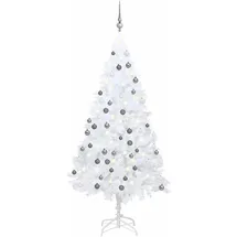 vidaXL Künstlicher Weihnachtsbaum mit Beleuchtung & Kugeln Weiß 150 cm