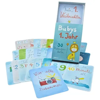 JAKO-O Meilensteinkarten Baby Geburt + 1. Jahr | Designed & Made in Germany | Inkl. Geschenkbox
