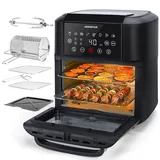 Aigostar Heißluftfritteuse 12L Heißluftofen Backofen, 1700W Mini-Backofen mit 7 Zubehör,LED-Display Vorheizen&Warmhalten,Obst Dehydrator,8 Programme, Air Fryer Fritteuse ohne Öl