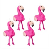 relaxdays Papierdekoration 4 x Pinata Flamingo rosa|schwarz