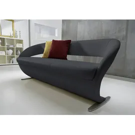 K+W Komfort & Wohnen "Wave", schwarz (nero), B:204cm H:83cm T:68cm, Bronco: Nappaleder pigmentiert, Dickleder, 1, 3/1, 5mm, mit rustikal gekörnten Narbenbild; 785: Microfaser, 100% Polyester, Sitzbänke, Polsterbank, in geschwungener Optik mit Metallkufe