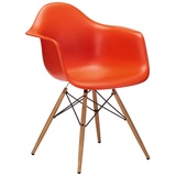 Vitra Stuhl Eames Plastic Armchair RE 83x63x59 cm poppy red rot, Gestell:  eichefarbig, Designer Charles & Ray Eames