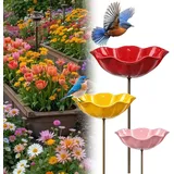 2026 Neue Blumen Gartenstecker Bienentränke Metall, Bienen-Vogeltränke,insektentränke Garten,Blumenform Fütterungsschale, Outdoor-Vogelfutterstation, Garten, Hof, Terrasse (3pcs-A)