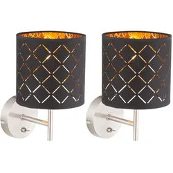 2er Set Design LED Wand Leuchten Textil Strahler Lampen SCHWARZ GOLD Wohn Schlaf Zimmer Beleuchtung