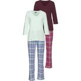 H.I.S. H.I.S Damen Pyjama mint-kariert, bordeaux-kariert Gr.36/38