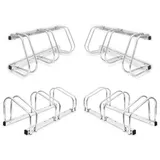 relaxdays Fahrradständer 4 x Fahrradständer 3 Fahrräder Stahl silberfarben