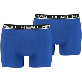 Head Herren Boxershort 2er Pack Basic, Baumwoll Stretch, einfarbig Blau/Schwarz XL