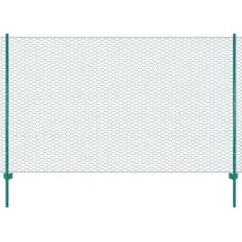 vidaXL Maschendrahtzaun mit Pfosten 25 x 200 cm Grün/Stahl