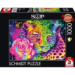Schmidt Spiele Puzzle Puzzle - Neon Regenbogen-Leopard (1000 Teile), Puzzleteile