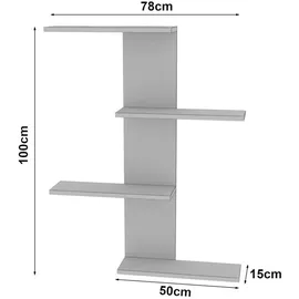 [en.casa] Wandregal Hammerfest 78x17x10 cm Eiche-Optik dunkel / Weiß [en.casa]