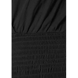 LASCANA Overall LASCANA, Damen, Gr. 40, N-Gr, schwarz, Jersey, Obermaterial: 100% Viskose, unifarben, figurumspielend lang, tiefer V-Ausschnitt, Overalls Overall, mit Bändern zum Raffen der Träger, sommerlicher Jumpsuit, Topseller