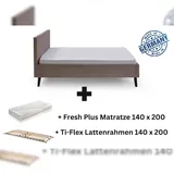 Aileenstore Polsterbett 140 x 200 cm Taupe