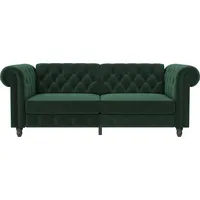 3-Sitzer DOREL HOME "Felix, Schlafsofa 236 cm, (Liegefläche 108x190cm), Rückenlehne", grün (dunkelgrün), B:236cm H:83cm T:87cm, Veloursstoff 100% Polyester, Sofas, 3-fach verstellbar, Velours, Kunstleder, Luxus-Microfaser Vintage