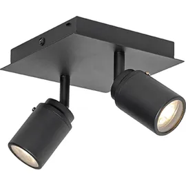 QAZQA Moderner BadSpot schwarz quadratisch 2-flammig IP44 - Ducha