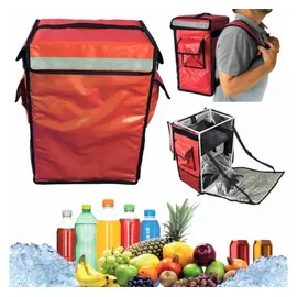 trends4cents CoolQuest isolierte Kühltasche 42 Liter in Thermobox wasserdicht Picknick Rucksack Liefertasche Lieferservice Thermo-Transport Thermobag Deliverybag Takeaway-Box Fahrradkurier (Rot)