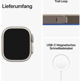 Apple Watch Ultra GPS+Cellular 49 mm Titaniumgehäuse, Trail Loop blau/grau S/M