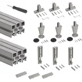 Emuca Satz von 2 Zero Rahmen mit Beschlägen und Profilen für Boden- und Wandmontage mit Nivellierer, Aluminium und Zamak, Steingrau