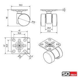 SOTech Möbelrolle AACHEN 40 kg