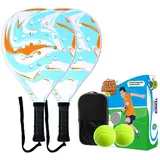 Jouryvue Padelracket 2er-Set mit ABS-Oberfläche und Eva-Schaumkern, für Erwachsene, inklusive Zwei Bällen und Tragetasche, ideal für Beach & Court