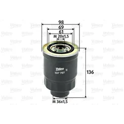 Kraftstofffilter VALEO 587707 für Isuzu Hyundai Kia Asia Motors Midi H100 Besta