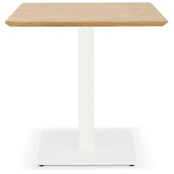 Kadima Design Esstisch 70 cm, Naturholz & Gusseisen, Quadrat, ideal für Gastronomie, 4 Personen, Beige-Weiß
