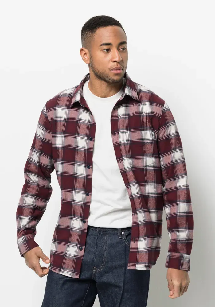 Jack Wolfskin Flanellhemd »WANDERWEG SHIRT M«, Gr. M (50) - Normalgrößen, cordovan-red-checks, , 19487915-M Normalgrößen