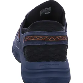 SKECHERS Oak Canyon Consistent Winne Herren-Sneaker, freihändig, Marineblaues Leder, Textil, orangefarbener Besatz, 43 EU