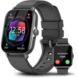 Smartwatch Damen Herren, 1,85-Zoll Smartwatch, Bluetooth-fähige Anrufe, IP68 Wasserdicht Fitnessuhr mit Herzfrequenzmonitor Schlafmonitor Schrittzähler, Sportuhr für iOS Android