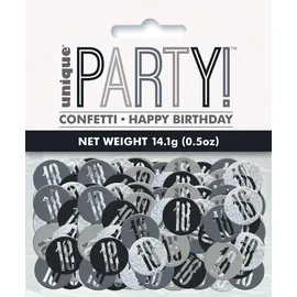 Unique Konfetti zum 18. Geburtstag 14 g Schwarz/Silber