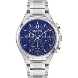 Bulova 96A302 Herrenarmbanduhr Chronograph Curv Stahl/Blau