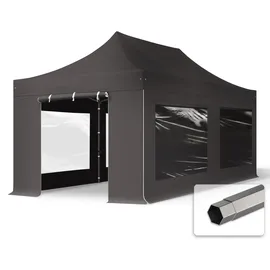 TOOLPORT Faltpavillon 3 x 6 m inkl. 4 Seitenteile Dunkelgrau