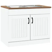 Kochstation Spülenschrank »KS-Athen«, Breite 100 cm, mit Edelstahl-Einbauspüle weiß