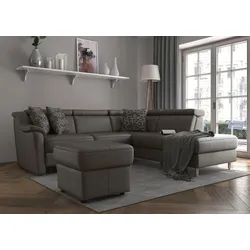Ecksofa SIT & MORE "Freetown L-Form", braun, B:252cm H:84cm T:216cm, Sofas, inklusive Kopfteilverstellung und komfortablem Federkern