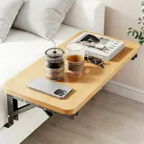 Klappbarer Nachttisch zum Einhängen ans Bett, Bettablage zum Einhängen aus Holz, Nachtkästchen Schwebend Betttablett, Studentenwohnheim Essentials 30x20cm (Natürliche Holzfarbe)