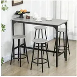 Homcom Bartisch mit Barhocker Set 5-tlg.  Grau
