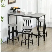 Homcom Bartisch mit Barhocker Set 5-tlg.  Grau