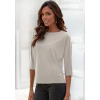 LASCANA Rundhalsshirt mit eleganten Glitzerabschlüssen aus pflegeleichter Qualität beige